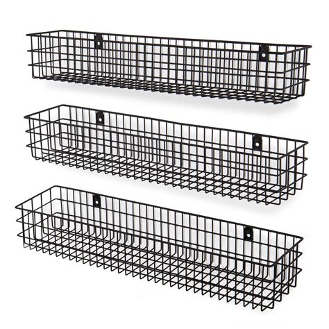 wall mounted metal storage baskets